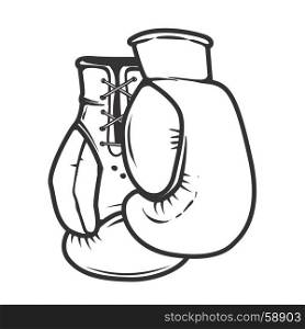 Boxing gloves isolated on white background. Design elements for logo, label, emblem, sign. Vector illustration