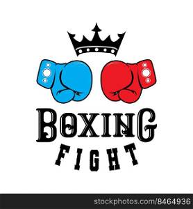 Boxing Gloves Logo Design, Wrestling Ring Fighter ArtVector Illustration