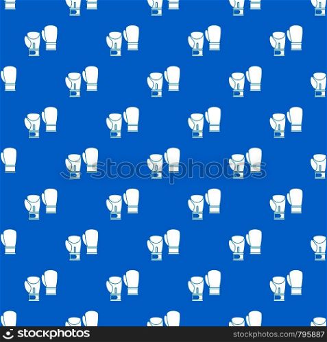 Boxing gloves pattern repeat seamless in blue color for any design. Vector geometric illustration. Boxing gloves pattern seamless blue