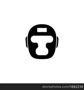 Boxing Headgear. Taekwondo Helmet. Flat Vector Icon. Simple black symbol on white background. Boxing Headgear. Taekwondo Helmet Flat Vector Icon