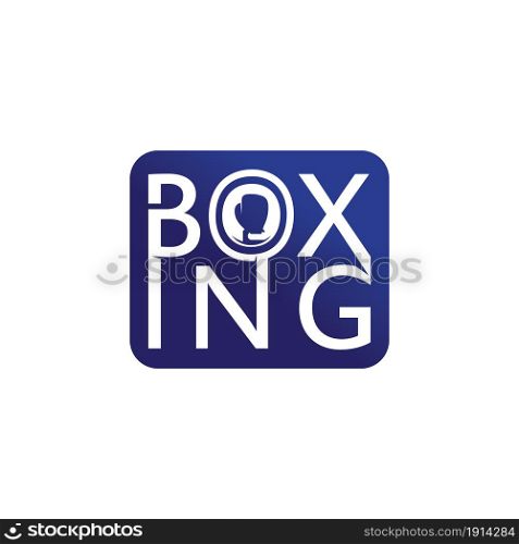Boxing icon set and boxer design illustration symbol of fighter