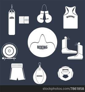 Boxing icons in a flat style, martial arts
