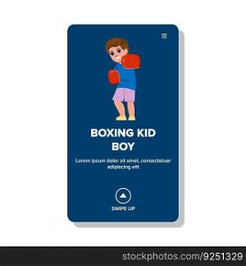 boxing kid boy vector. child boxer, sport fighter, exercise training, activity caucasian, childhood gloves boxing kid boy web flat cartoon illustration. boxing kid boy vector