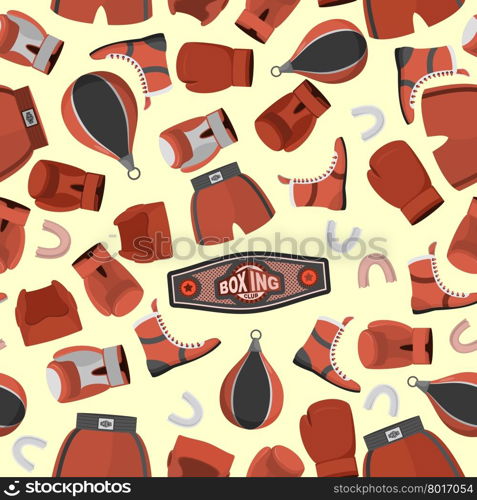 Boxing objects Seamless Pattern background. Gloves and helmet. Sport vector Illustration