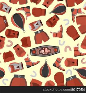 Boxing objects Seamless Pattern background. Gloves and helmet. Sport vector Illustration