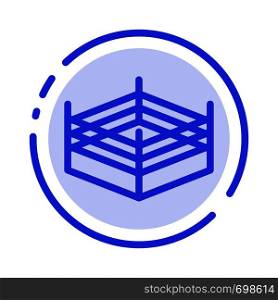 Boxing, Ring, Wrestling Blue Dotted Line Line Icon