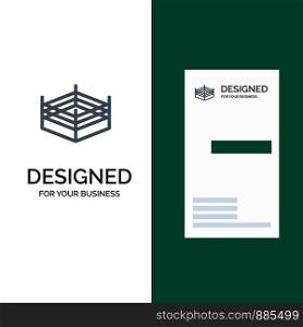 Boxing, Ring, Wrestling Grey Logo Design and Business Card Template