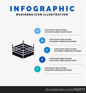 Boxing, Ring, Wrestling Solid Icon Infographics 5 Steps Presentation Background