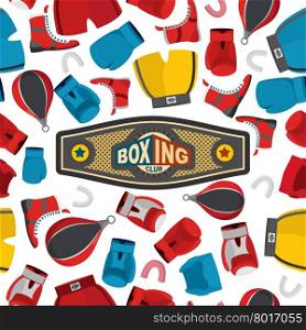 Boxing Seamless Pattern, sports background. Boxing equipment: gloves and helmet. Vector illustration