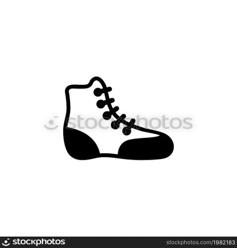 Boxing Shoe. Wrestling Boot. Flat Vector Icon. Simple black symbol on white background. Boxing Shoe. Wrestling Boot Flat Vector Icon