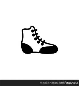 Boxing Shoe. Wrestling Boot. Flat Vector Icon. Simple black symbol on white background. Boxing Shoe. Wrestling Boot Flat Vector Icon