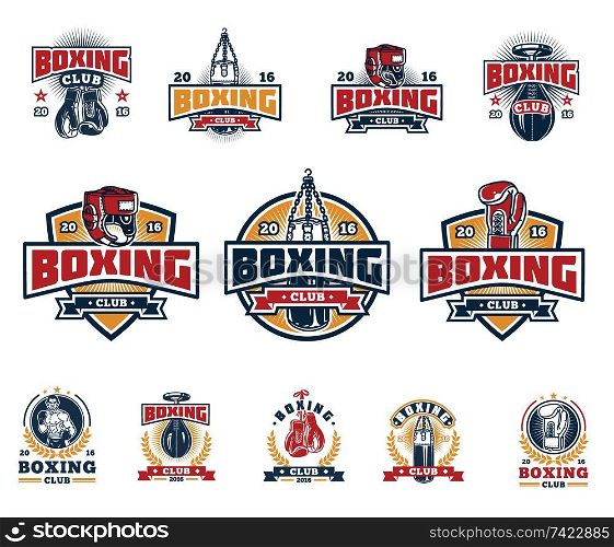 boxing sport badge label