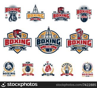 boxing sport badge label