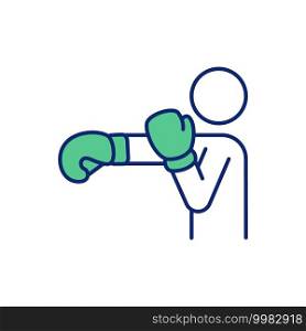 Boxing training RGB color icon. Cardiovascular health improvement. Stress and aggression relieving. Stamina, endurance. Increasing muscle mass. Body composition improving. Isolated vector illustration. Boxing training RGB color icon