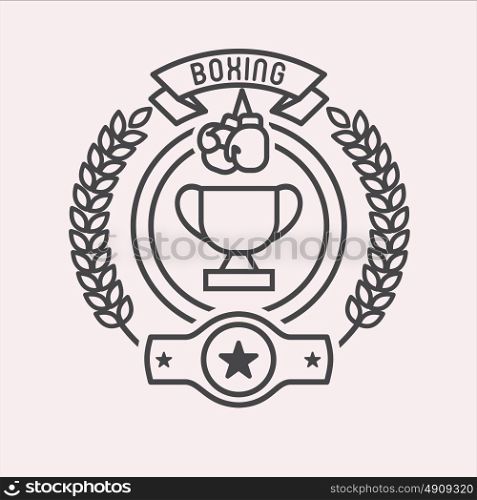 Boxing. Vector monochrome badge, logo, isolated on white background.