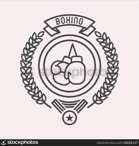 Boxing. Vector monochrome illustration, logo, isolated on white background.