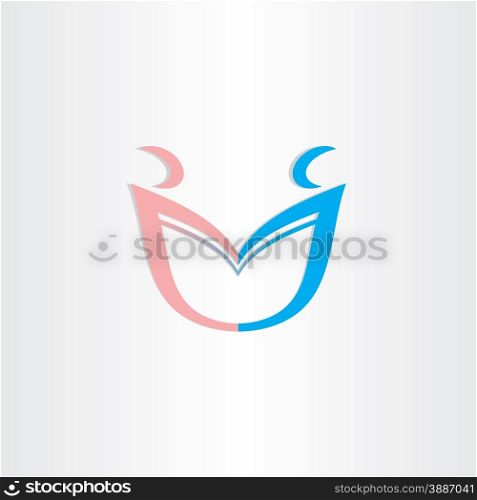 boy and girl couple in love symbol design