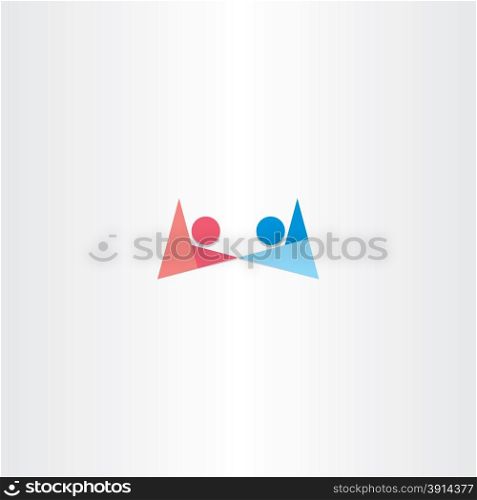 boy and girl holding hands symbol abstract logo design