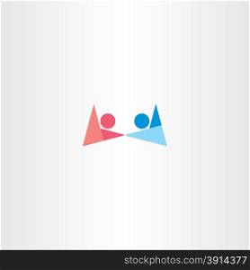 boy and girl holding hands symbol abstract logo design