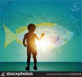 boy and ocean fish