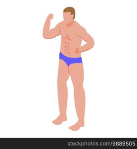 Boy bodybuilding icon. Isometric of boy bodybuilding vector icon for web design isolated on white background. Boy bodybuilding icon, isometric style