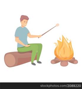 Boy campfire icon cartoon vector. Camp scout. Camping adventure. Boy campfire icon cartoon vector. Camp scout