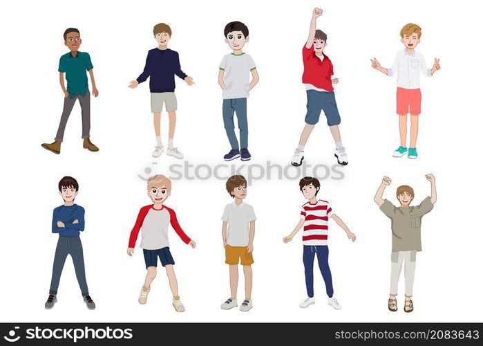 Boy character cartoon for design. Vector illustration.