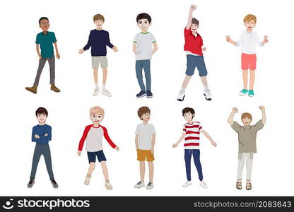 Boy character cartoon for design. Vector illustration.