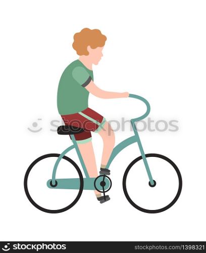 Boy cyclist. School child or teenager is riding sport bicycle isolated vector childhood activity. Boy cyclist. School child or teenager is riding sport bicycle isolated vector image
