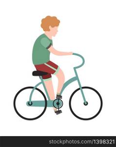 Boy cyclist. School child or teenager is riding sport bicycle isolated vector childhood activity. Boy cyclist. School child or teenager is riding sport bicycle isolated vector image
