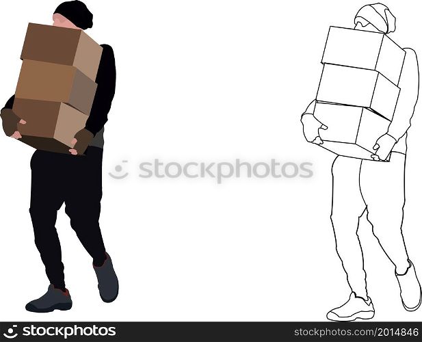 boy delivery purchases in boxes. boy delivery purchases in boxes boxes