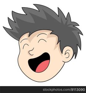 boy head emoticon is laughing out loud. vector design illustration art
