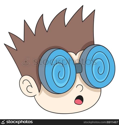 boy head emoticon wearing geeky nerd glasses. vector design illustration art