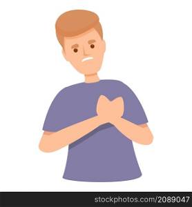 Boy heart attack icon cartoon vector. Pain disease. Cardiac attack. Boy heart attack icon cartoon vector. Pain disease