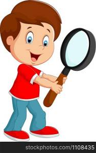 Boy holding a magnifier