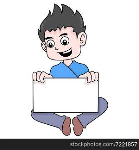 boy holding banner template