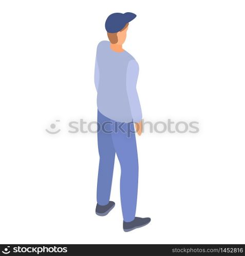 Boy in baseball cap icon. Isometric of boy in baseball cap vector icon for web design isolated on white background. Boy in baseball cap icon, isometric style