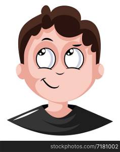 Boy in black top is unfocused illustration vector on white background
