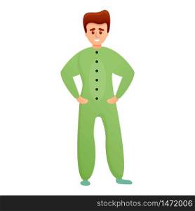 Boy in green pajama icon. Cartoon of boy in green pajama vector icon for web design isolated on white background. Boy in green pajama icon, cartoon style