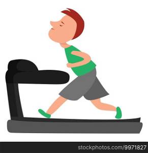 Boy in gym, illustration, vector on white background
