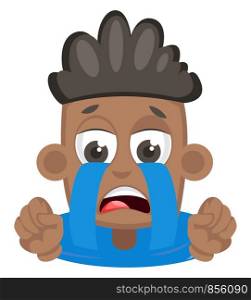 Boy is crying, illustration, vector on white background.