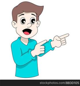 boy is doing gesture showing information. vector design illustration art