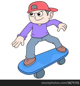 boy is exercising skateboarding