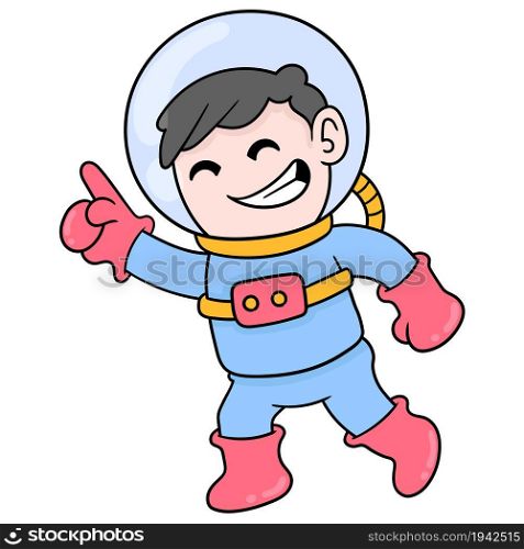 boy is going on an adventure wearing an astronaut suit to space