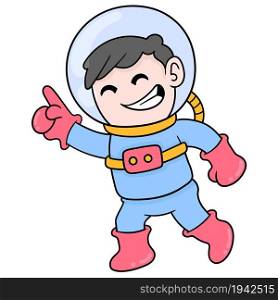 boy is going on an adventure wearing an astronaut suit to space