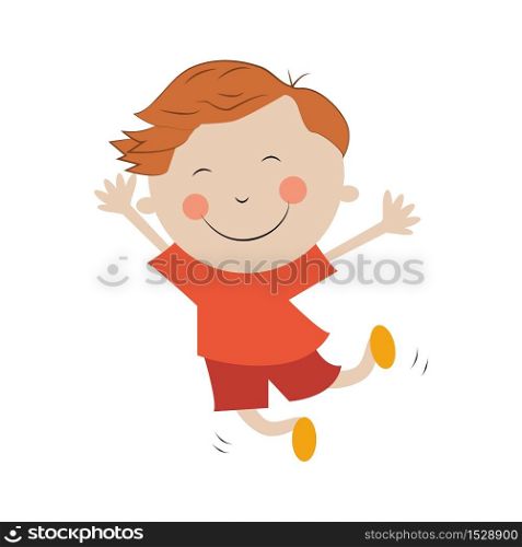 Boy jumping for joy isolated on white background. Boy and girl jumping for joy isolated on white background
