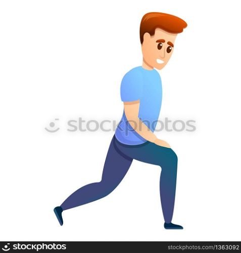 Boy make morning exercise icon. Cartoon of boy make morning exercise vector icon for web design isolated on white background. Boy make morning exercise icon, cartoon style