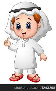 Boy muslim cartoon giving thumb up