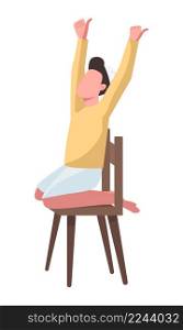 Boy on chair semi flat color vector character. Sitting figure. Full body person on white. Teenager gesticulates simple cartoon style illustration for web graphic design and animation. Boy on chair semi flat color vector character