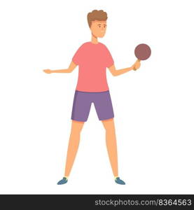 Boy play ping pong icon cartoon vector. Sport school. Kid education. Boy play ping pong icon cartoon vector. Sport school